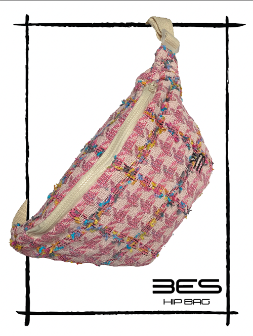 Hip Bag Tweed Vintage Rose zip beige