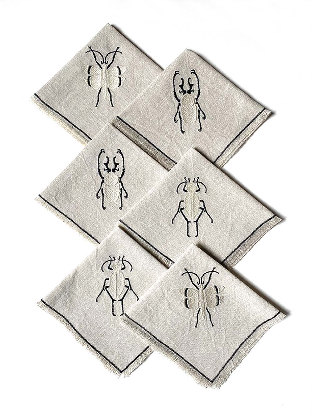 Les 6 serviettes de table COLÉOPTÈRE IMAGINAIRE